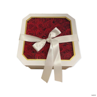 Trvácne ruže v hranatom boxe - červené