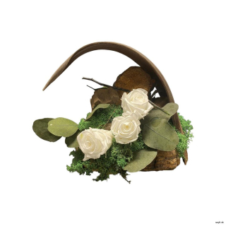 Prírodný aranžmán 3 biele ruže