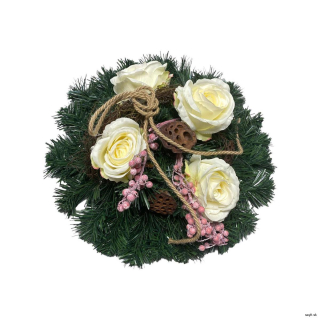 Umelý veniec bielo-žltá ruža