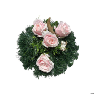 Umelý veniec ružová ruža II