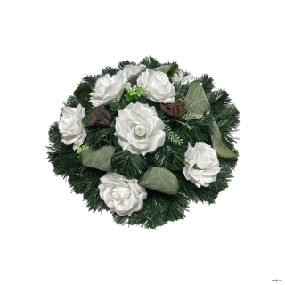 Okrúhly umelý veniec bielý kvet II