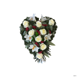 Umelý smútočný veniec srdce