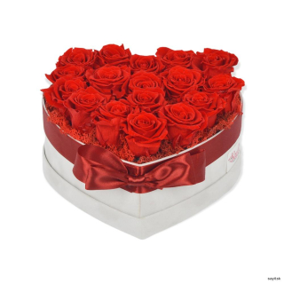Trvácne červené ruže v boxe - srdce 