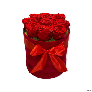 Trvácne ruže v zamatovom boxe - červené 