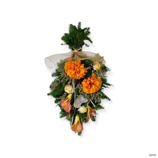 Kytica zo živej čačiny oranžovo krémová 