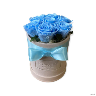 Trvácne ruže modré v zamatovom boxe